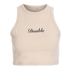 Summer Women's Letter Print Sexy Fitted Tank Top