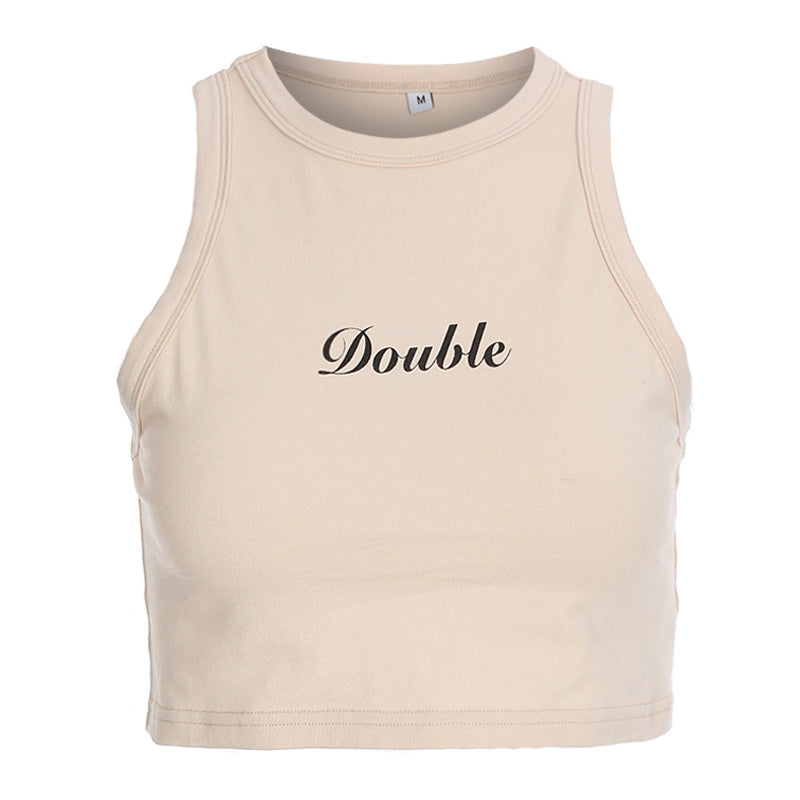 Summer Women's Letter Print Sexy Fitted Tank Top