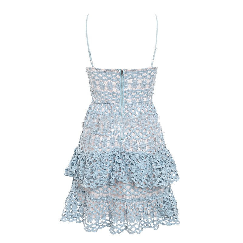 Lace-Trimmed Vacation Dress with Spaghetti Straps