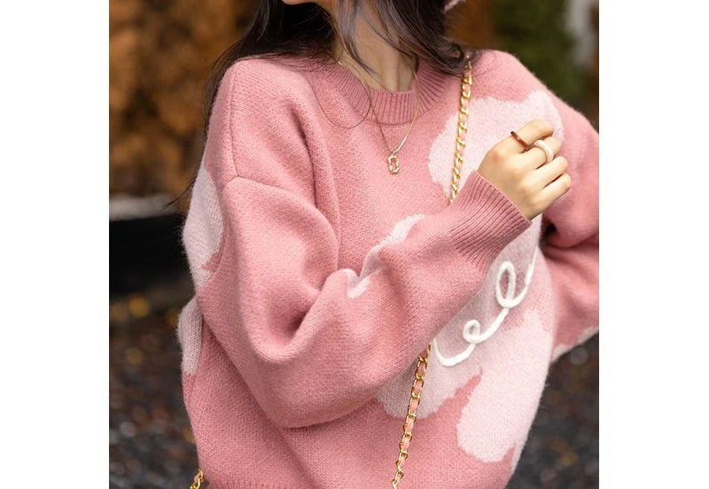 Loose Casual Round Neck Jacquard Pullover Sweater 2023 | Streetwear