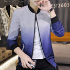 Men's Long Sleeve Zipper Contrast Coat - Casual Fashion