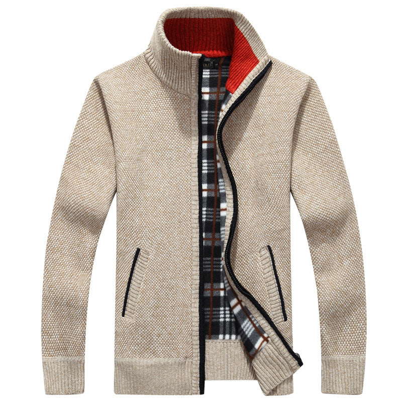 Men's Loose Thick Fleece Zipper Cardigan Sweater