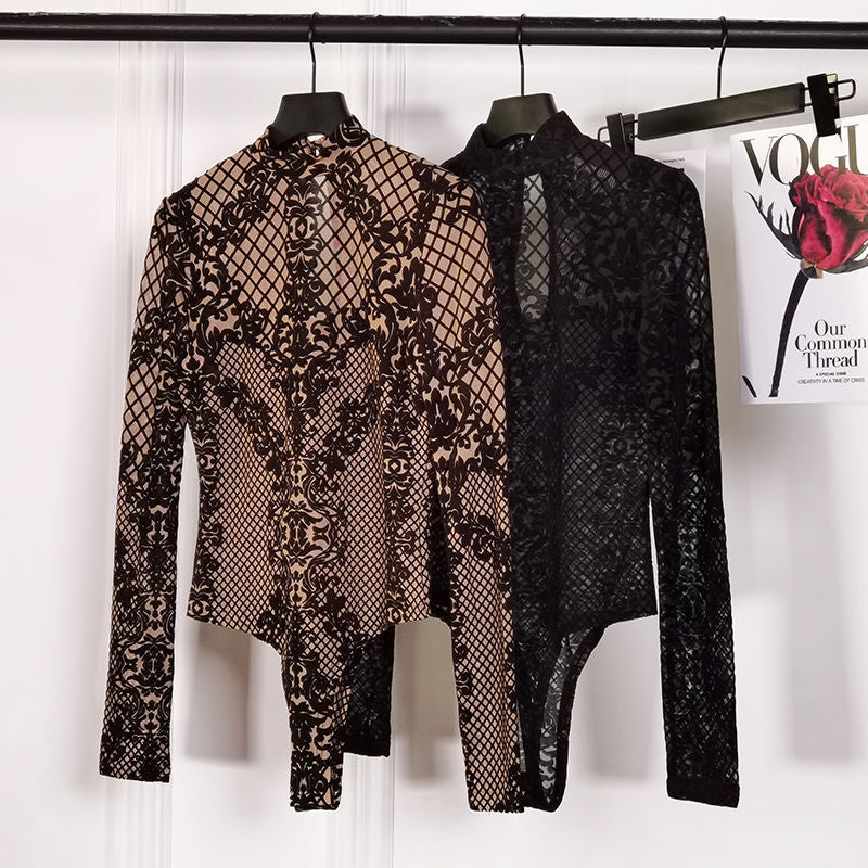 Trendy Floral Long Sleeve Bodysuit T-Shirt for Women