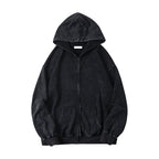Women's Loose Grey Hooded Zip Cardigan Sweater