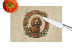 Irish Water Spaniel Christmas Flowers Glass Cutting Board
