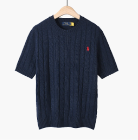 Women's Short Sleeve Knitted Sweater with Embroidery