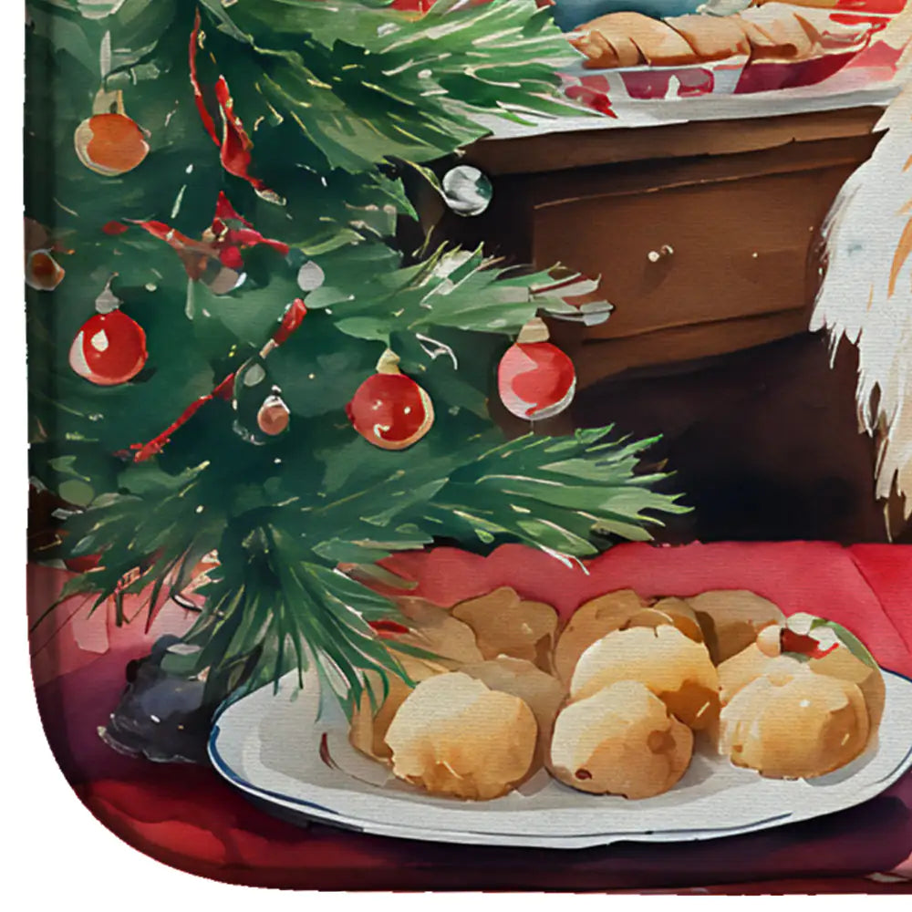 Pekingese Christmas Cookies Dish Drying Mat