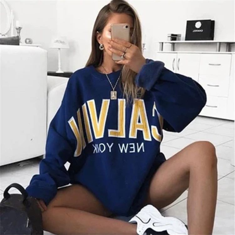 Casual Long Sleeve Pullover Sweatshirt with Letter Print | Streetwear