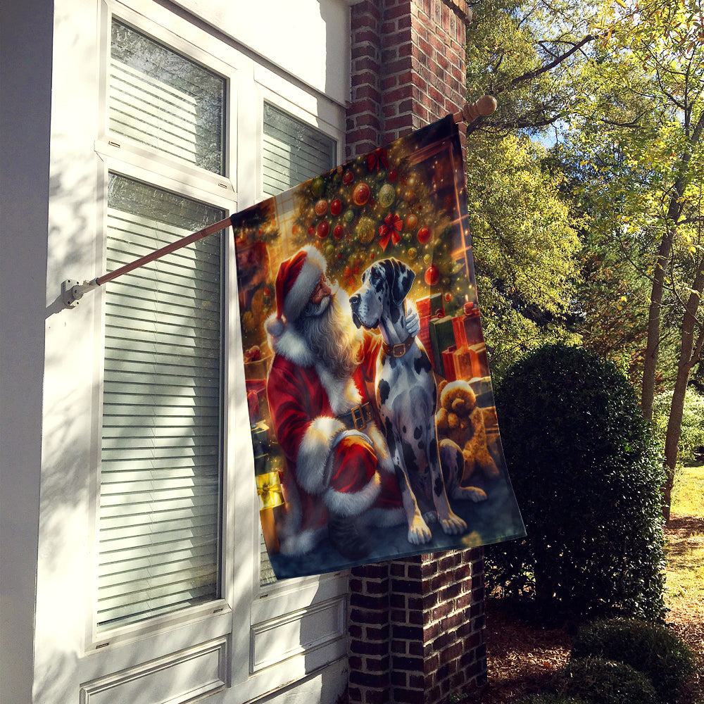 Great Dane and Santa Claus House Flag