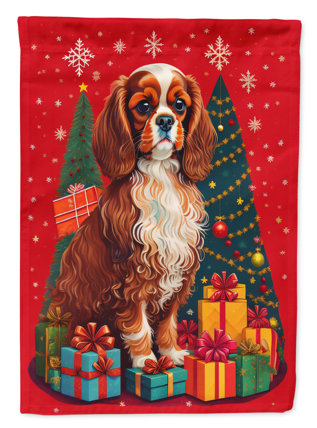 Cavalier Spaniel Holiday Christmas House Flag