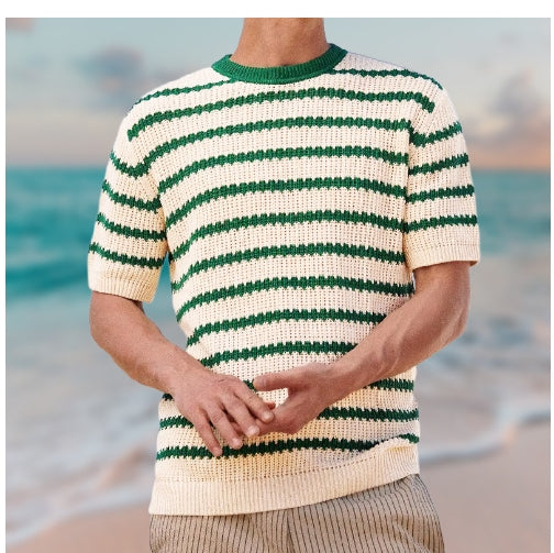 AldenCorner™ Elsvios Men's Striped Knit Pullover (One) | Streetwear