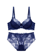 Lace Bra Set with Underwire and Thin Mesh Fabric