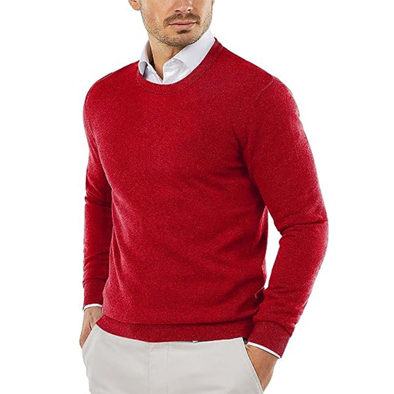 Men's Casual Solid Color Long Sleeve Round Neck Sweater