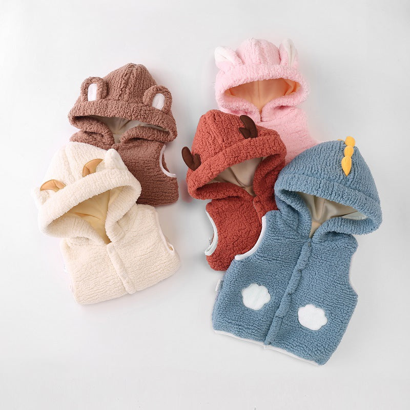 Thickened Vest and Hooded Jacket for Baby Girls