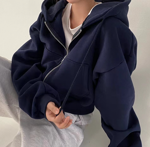Women's Long Sleeve Zipper Pocket Hoodie | Streetwear