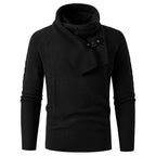 Men's Detachable Scarf Slim Round Neck Knitted Sweater