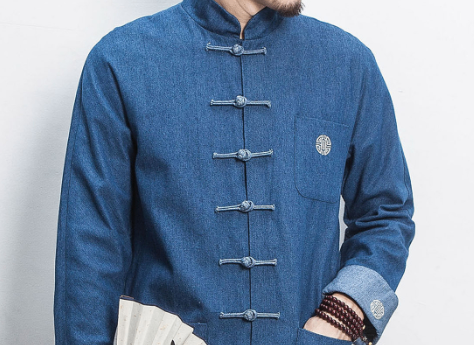 Retro Chinese Style Hanfu Denim Jacket and Top Shirt