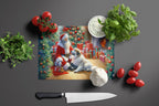 Great Pyrenees and Santa Claus Glass Cutting Board
