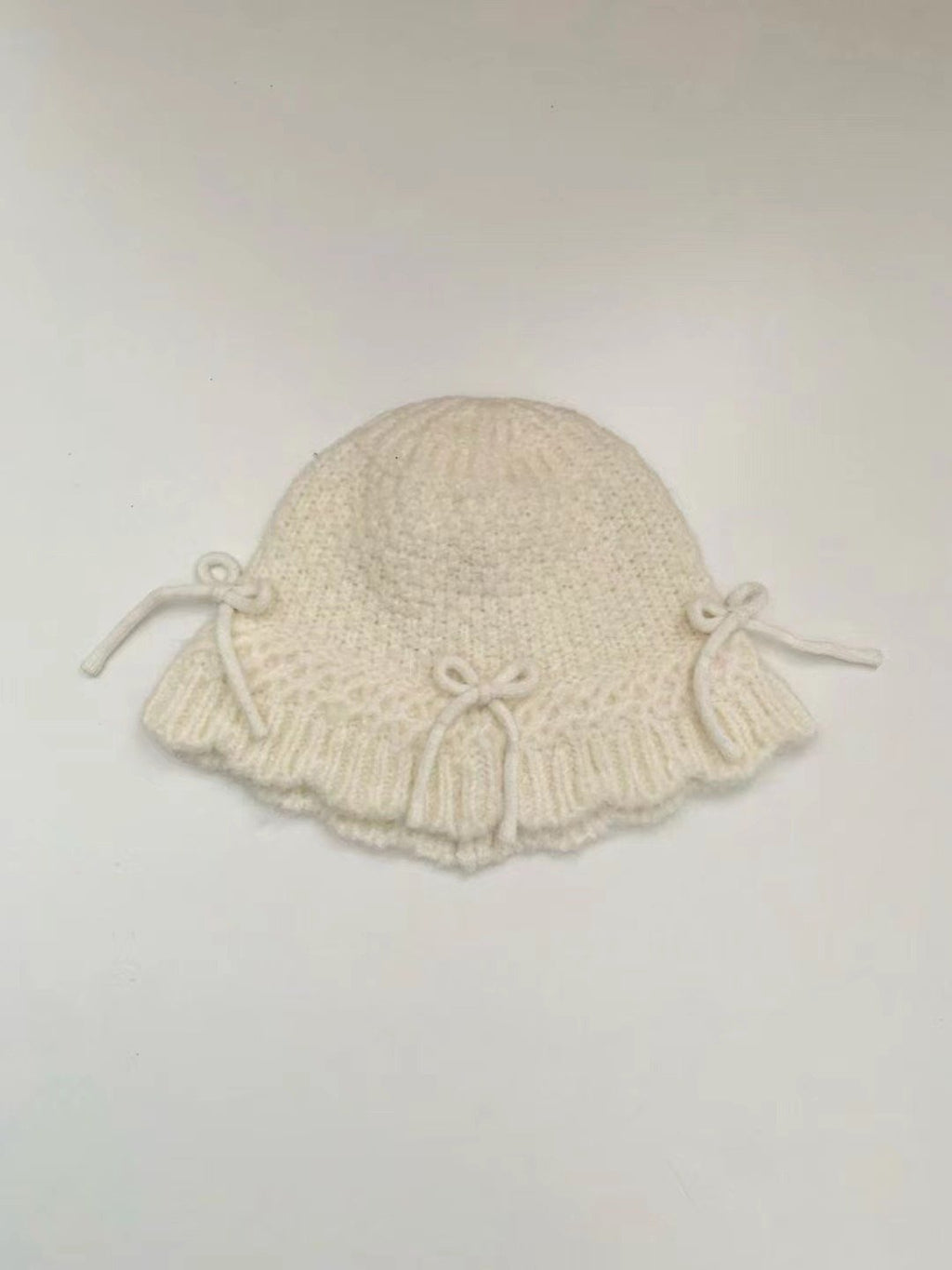 Knitted Wool Hat with Ornament Bowknot | Embroidered Cap