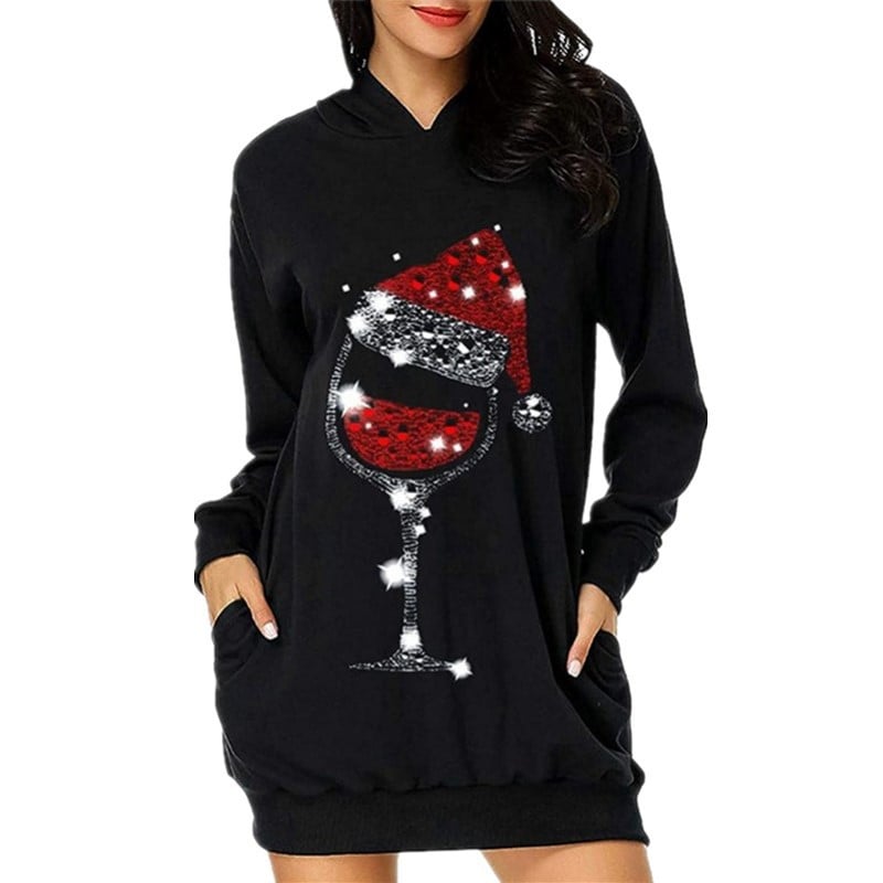 Women's Hooded Long Sleeve Sweater with Pockets