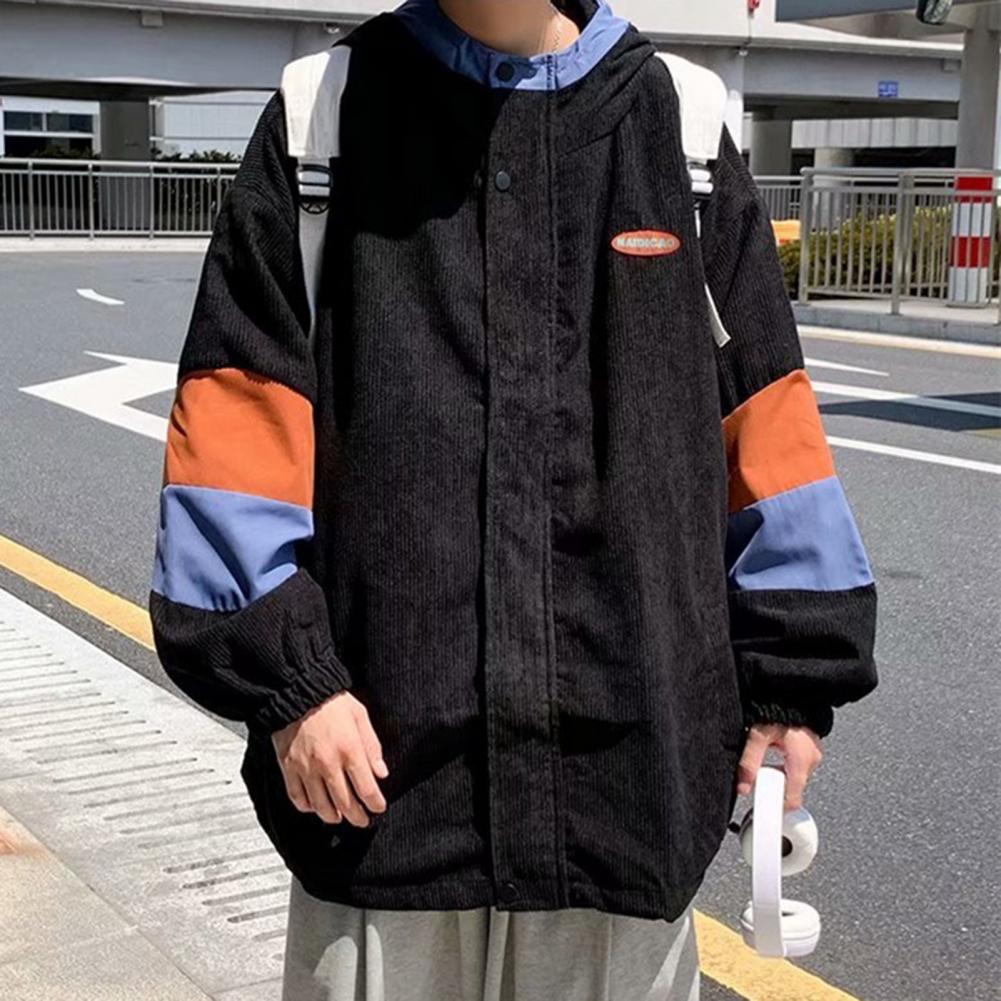 Colorblock Hooded Zipper Men's Long Sleeve Jacket