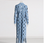 Hollow-Out Twisted Tassel Denim Coat for Women