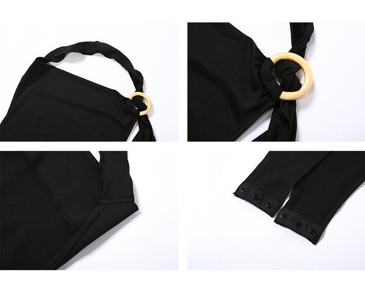 Stylish Backless Bodysuit with Adjustable Straps