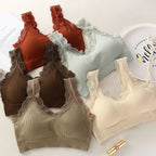 Lace Strapless Seamless Bralette with Ribbed Design
