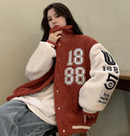 Embroidered Cotton Coat with Thickened Warm Lamb Wool