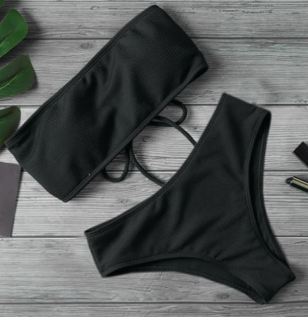 Lace-Up Scoop-Neck Bikini Set