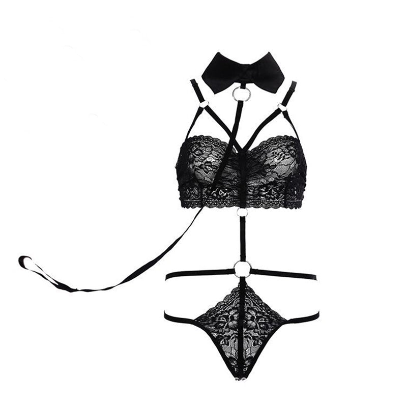 Lace Transparent Bodysuit with Straps for Women