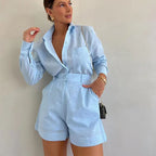 Spring Suit Jacket with Double-Breasted Shorts for Women