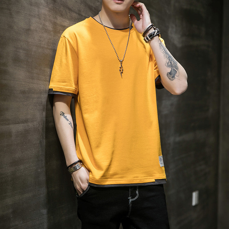 Stylish Men's Summer Two-Piece Spliced Pullover T-shirts | Streetwear