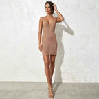 Summer Women's Solid Color Knitted Beach Cover-Up Dress