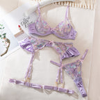 Embroidered Strap Contrast Lingerie Set