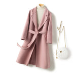 Korean Style Women's Loose Lace-up Wool Coat 2023