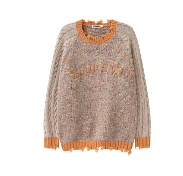 Couple's Patchwork Round Neck Dopamine Sweater