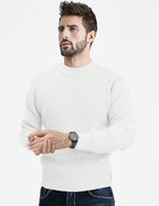 Men's Casual Waffle Knit Round Neck Pullover | Streetwear