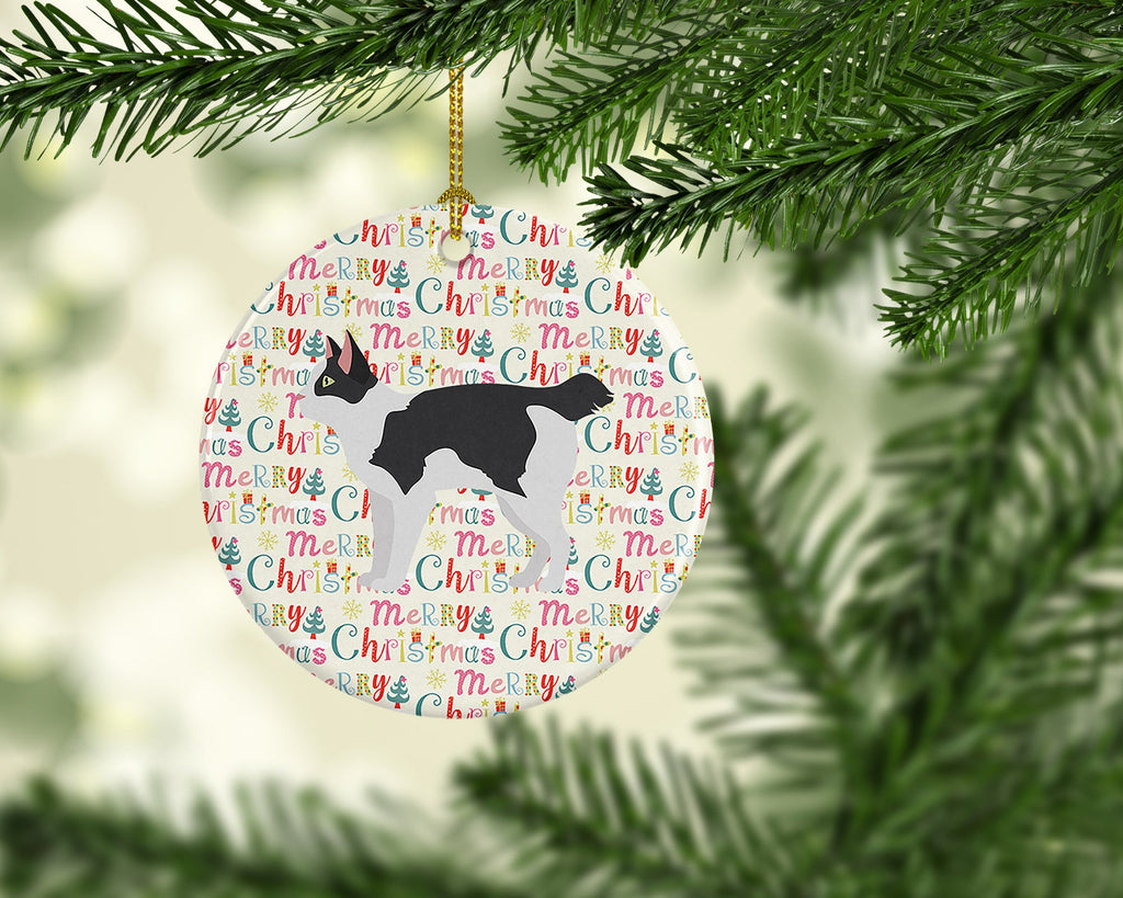 Japanese Bobtail Cat Christmas Ceramic Ornament