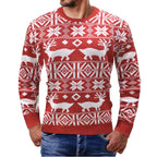 Christmas Fawn Print Knit Sweater Pullover | Streetwear