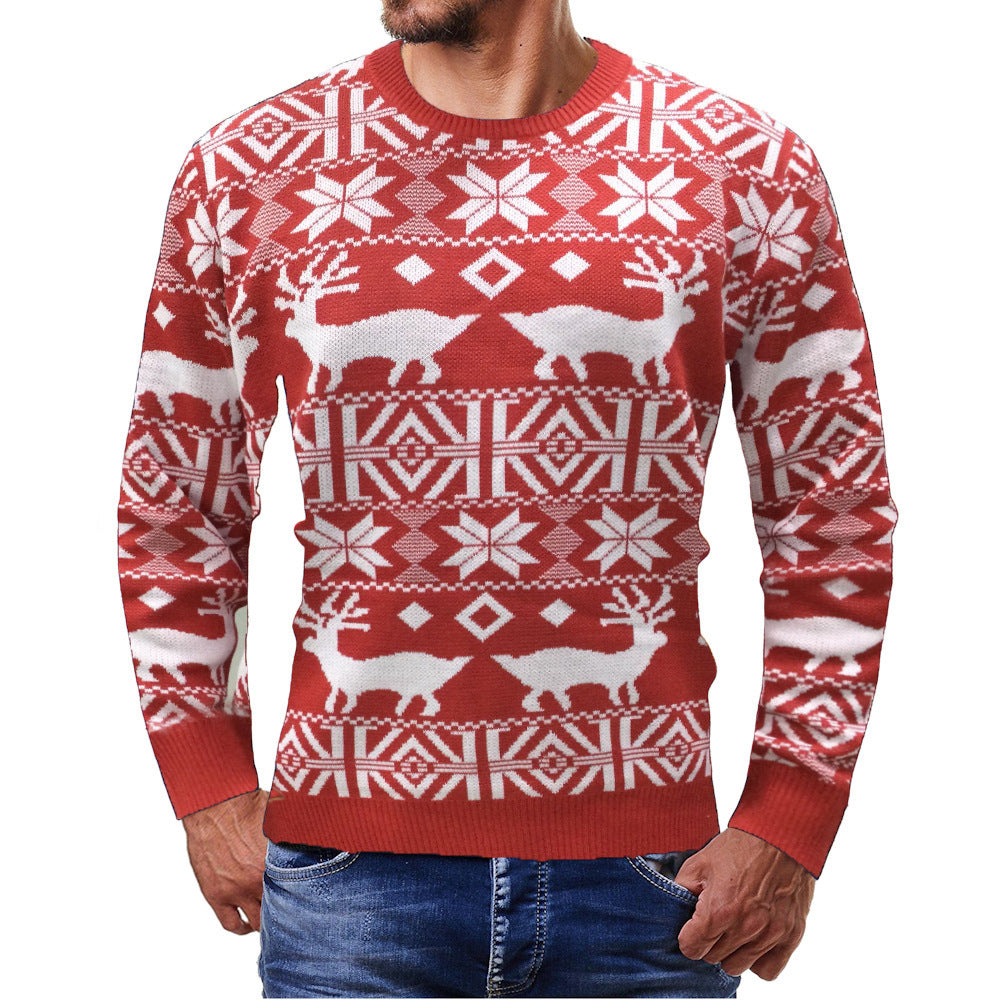 Christmas Fawn Print Knit Sweater Pullover | Streetwear