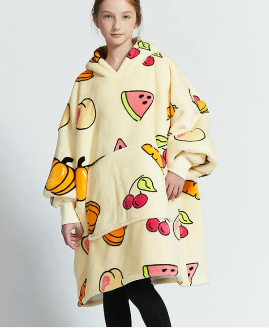 CozyHood™ Flannel Hooded Lazy Blanket – Plus-Size Cashmere Hoodie for Children | Streetwear