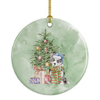 Corgi Cardigan Blue Merle Christmas Presents and Tree Ceramic Ornament