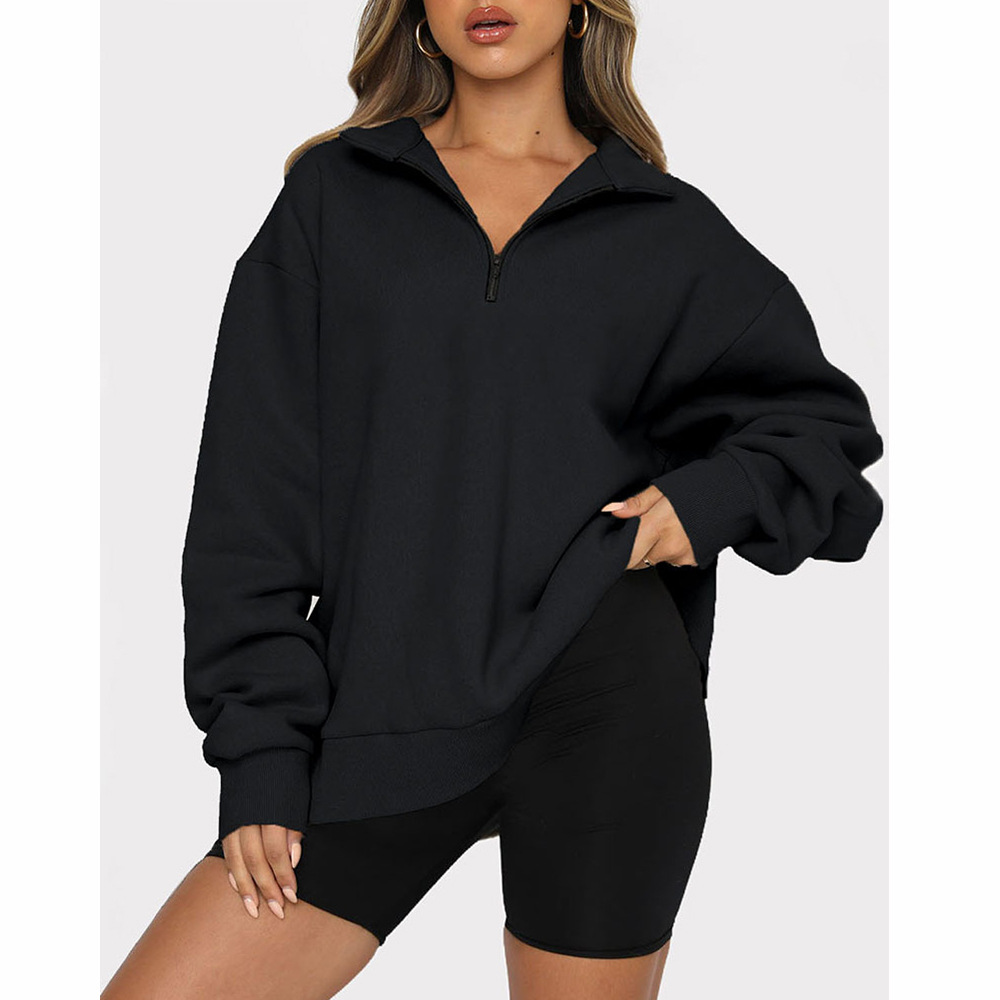Half-Zip Long Sleeve Pullover Sweatshirt | Streetwear