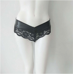Women's Lace Thong Patent Leather Shorts
