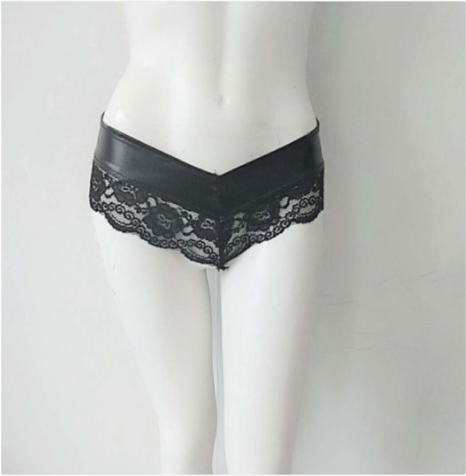 Women's Lace Thong Patent Leather Shorts