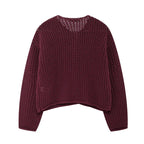 Women's Fashion Pocket Round Neck Knit Coat