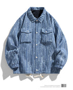 Large Men's Retro Loose-Fitting Work Jacket for Autumn