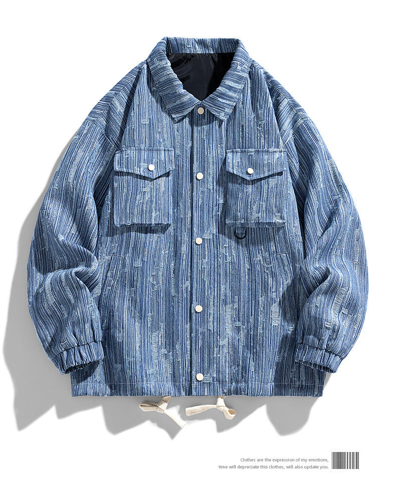 Large Men's Retro Loose-Fitting Work Jacket for Autumn