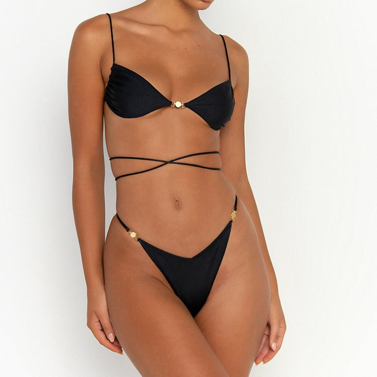 Women's Quick-Dry Nylon Backless Bikini Swimsuit